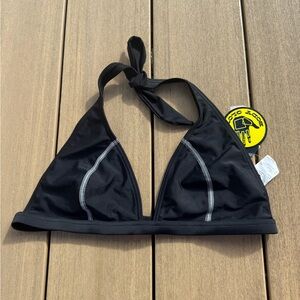 Body Glove New Black Halter Bikini Top with White Stitching NWT y2k Medium Large